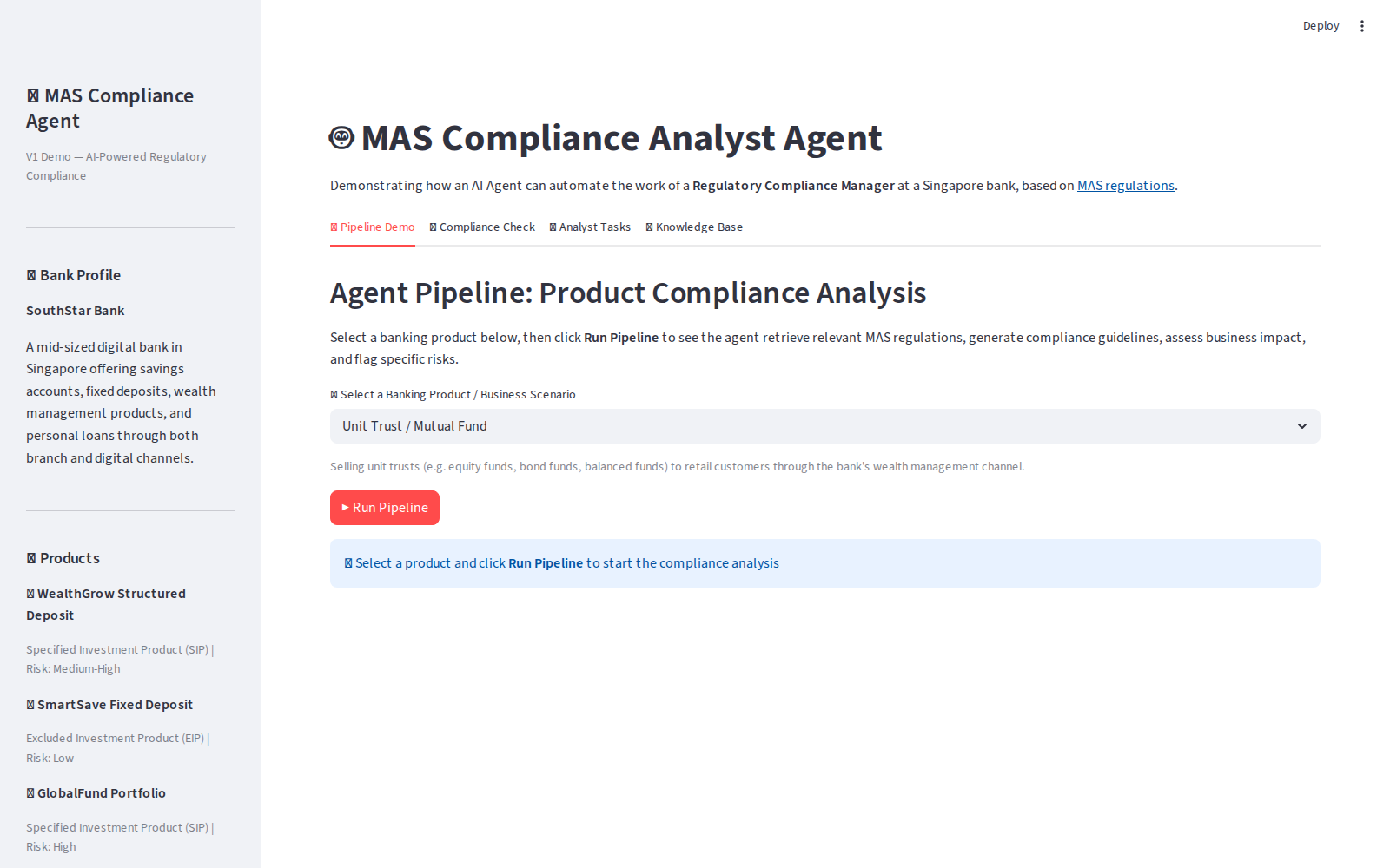 Product-by-product compliance automation setup.